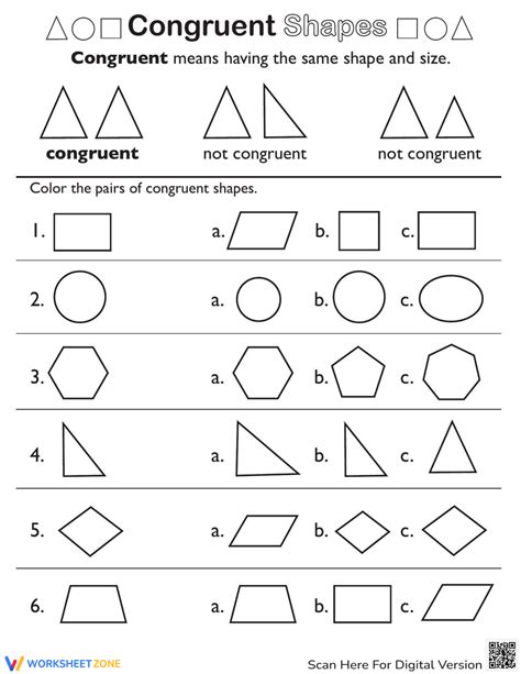 Shape Basics: Congruent Shapes Worksheet