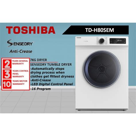 Toshiba Kg Senserdry Tumble Dryer Td H Sem Td H Sem Sk Shopee