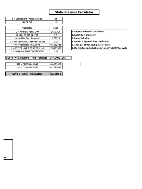 Static Pressure Calculator | Materials Science | Civil Engineering