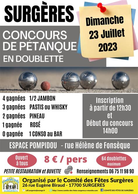 Concours De P Tanque Ouvert Tous Surg Res Juillet Doublette