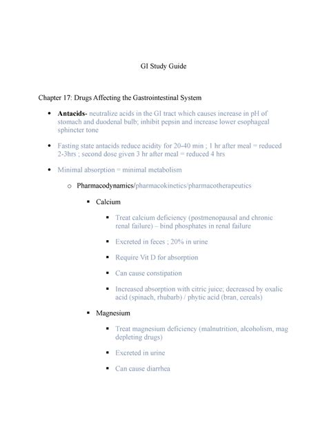 GI Study Guide GI Study Guide Chapter 17 Drugs Affecting The