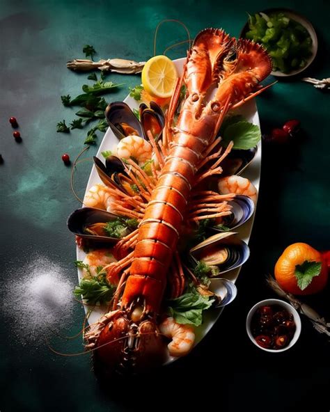 Premium Ai Image Seafood Platter With A Lobster On It