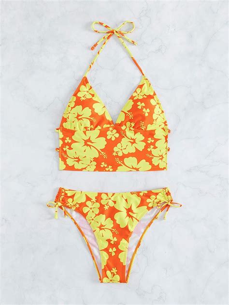 SHEIN Swim Vcay Conjunto de Maiô Bikini Tomara que Caia Estampa