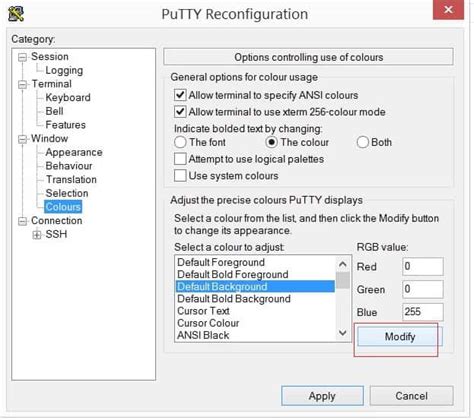 How To Change Putty Background Color