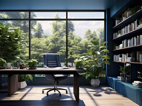 Premium AI Image | Modern office with plants for a refreshing and productive workspace ...