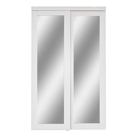 Ark Design 48 In X 80 In Solid Core 1 Lite Mirror White Primed Mdf Interior Closet Sliding