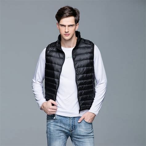 Autumn And Winter Mens White Duck Down Vest Casual Lightweight