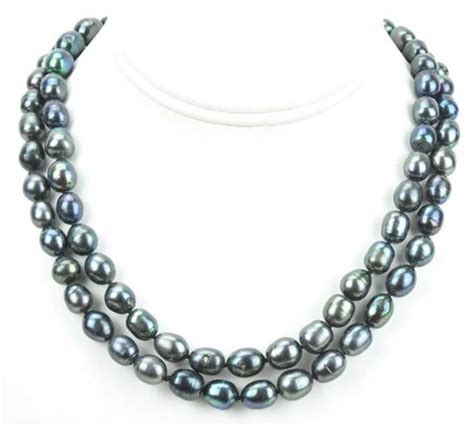 Pair Of Baroque Black Tahitian Pearl Necklaces