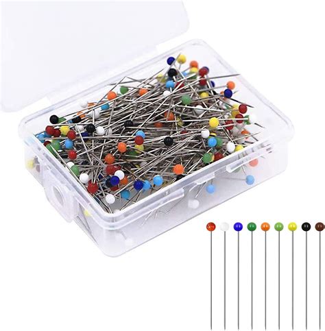 Sewing Pins Sareal 250 Pcs Multicolor 38 Mm Long Straight Glass Head Pins Quilting