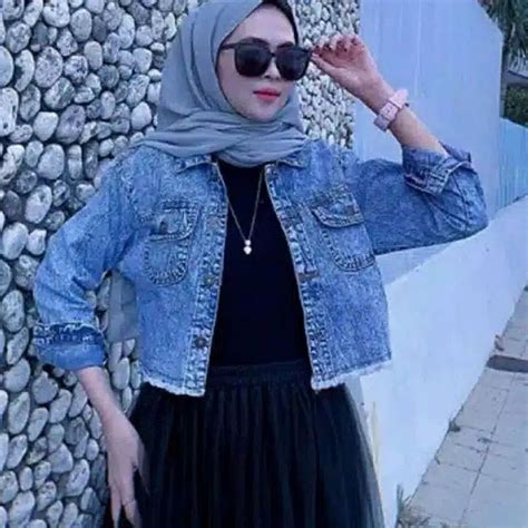 Jual JAKET JEANS CROP WANITA CEWEK CEWE RAWIS JAKET JINS DENIM JAKET