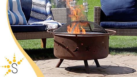 Sunnydaze Cosmic Cooking Fire Pit With Grill Grate Spark Screen