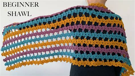 Easy Beginner Crochet Shawl Free Crochet Scarf Tutorial Youtube