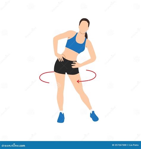 Woman Doing Hip Circles Exercise Flat Vector Illustration Stock Vector