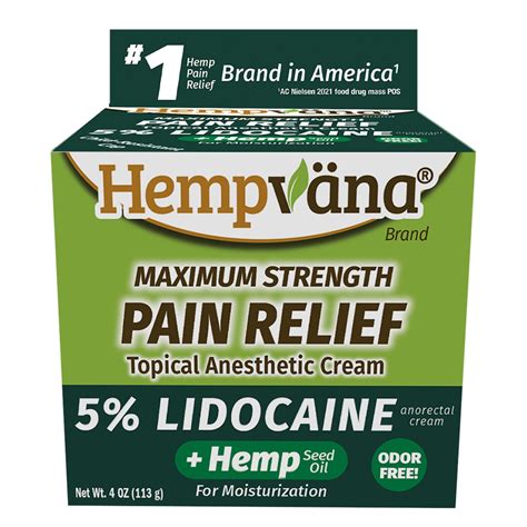 Hempvana Lidocaine 5 Relief Cream For Anorectal Relief Enriched With