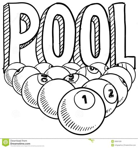 Pool Billiards Sketch Stock Vector Illustration Of Colors