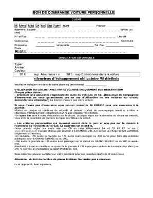 Fillable Online Bon De Commande Voiture Personnelle Pdf Jb Emeric