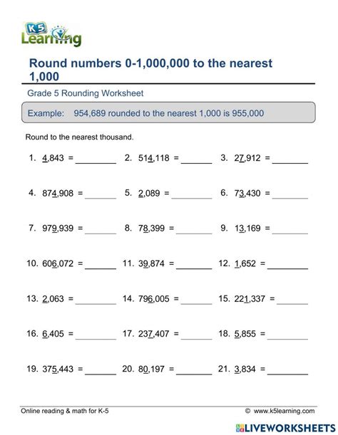 Rounding Off Nearest 1000 Worksheet Live Worksheets