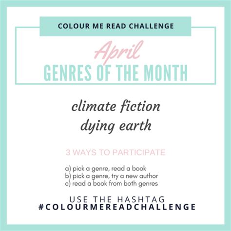 Colour Me Read Challenge April Challenge Card Colour Me Read