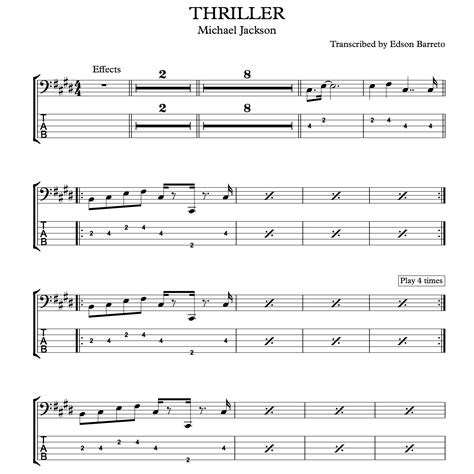 Thriller Michael Jackson Bass Score And Tab Lesson