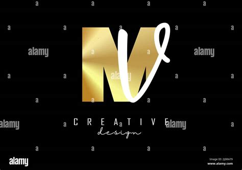 Golden Letters Mv Logo With A Minimalist Design Letters M And V With