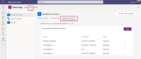 Создание и использование потоков данных в Microsoft Teams Power Query