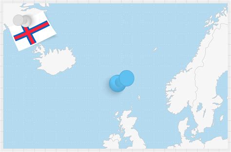 Map of Faroe Islands with a pinned blue pin. Pinned flag of Faroe ...