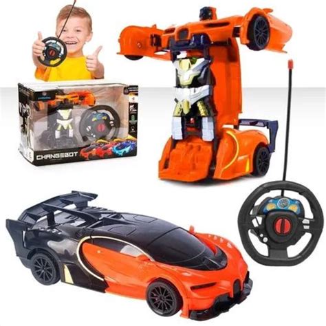 Carrinho De Controle Remoto Transformers Bugatti Vira Robô changebot