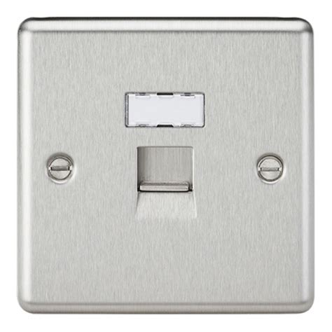 Knightsbridge Cl45bc Brushed Chrome Rounded Edge Single Rj45 Data