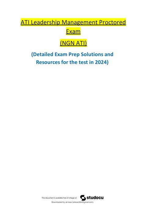 Solution Ati Leadership Management Proctored Exam With Ngn