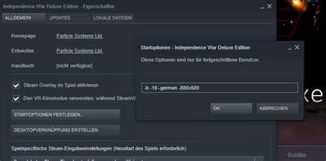 Steam Community Guide Installation Startoptionen Grafik Sprache