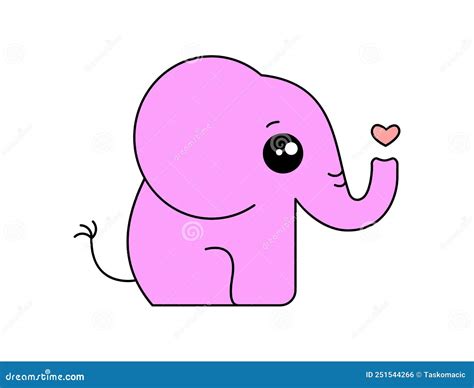 Elefante Rosa Lindo Elefante Beb Kawaii Con Coraz N Ilustraci N De