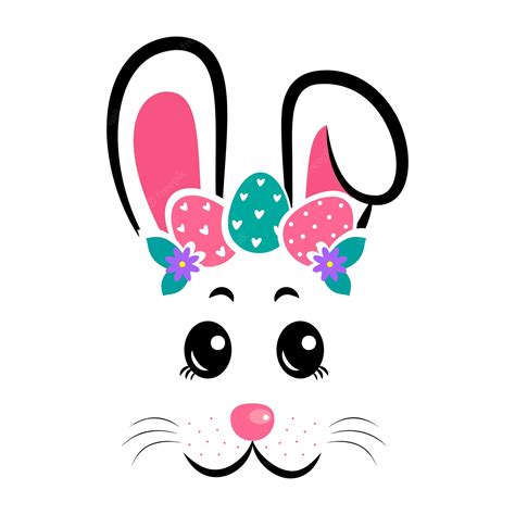 Premium Vector The Face Of The Bunny With A Wreath Of Eggs On White Isolated Background Easter