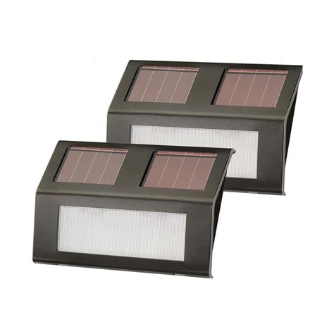 NATURE POWER Bronze Solar-Powered Step Lights (2-Pack) 21060 - The Home Depot