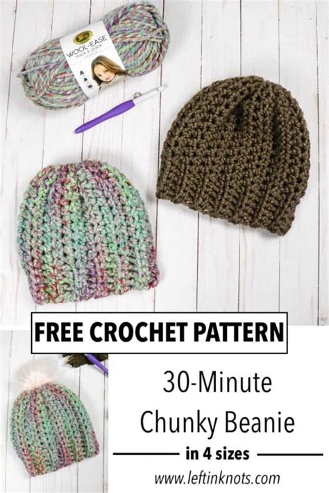 Fast Crochet Hat: 30-Minute Beanie in 4 Sizes - Left in Knots