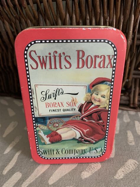 Swifts Borax Soa Metal Tin Box With Lid 5 5 X 4 X 2 5 Usa Ebay