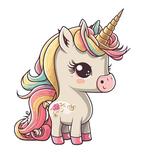 Baby Unicorn Cartoon Character Vector Illustration Vector Art