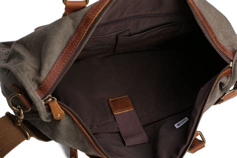 Waxed Canvas Leather Messenger Bag, Laptop Briefcase, Shoulder Bag ...