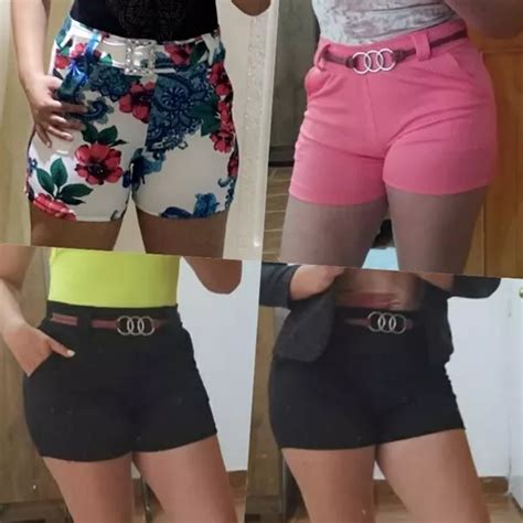 Shortinho Short Plus Size Gg Preto E Listrado Gordinhas Sex Parcelamento Sem Juros