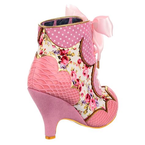 Dolly Mixture Pink Lace Up Heeled Boots Iconic By Irregular Choice