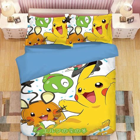 Parure De Lit Pokemon Pikachu Mignon Housse De Couette Ensemble De Lit