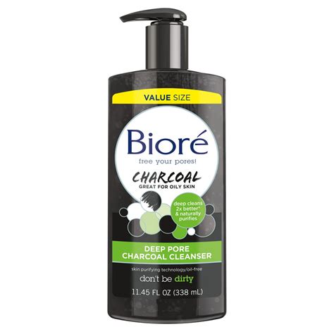 Biore Deep Pore Cleansing Charcoal Daily Face Wash, for Oily Skin, 11. ...