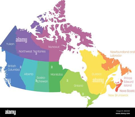 Map of Canada divided into 10 provinces and 3 territories ...