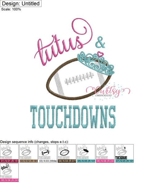 Tutus And Touchdowns Embroidery Design Tutus And Touchdowns Etsy