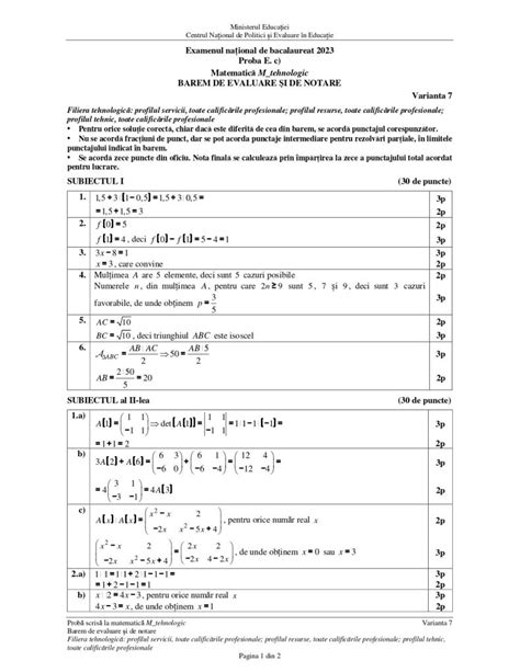 Rezolvare Subiecte Bac Sesiunea De Toamn La Matematic Baremul