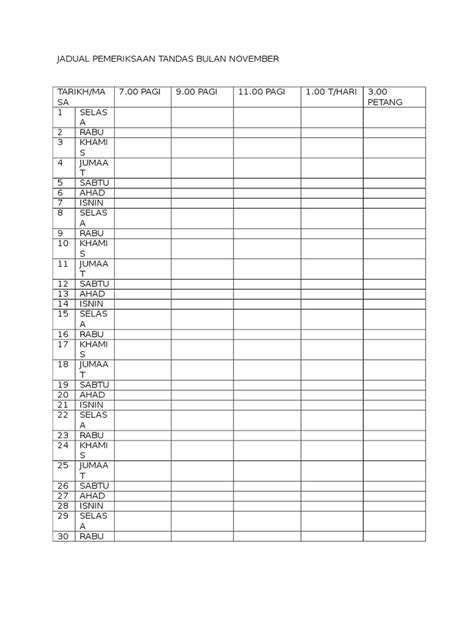 Jadual Pemeriksaan Tandas Pdf