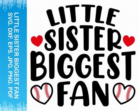 Little Sister Biggest Fan Svg Baseball Sister Svg Baseball Etsy