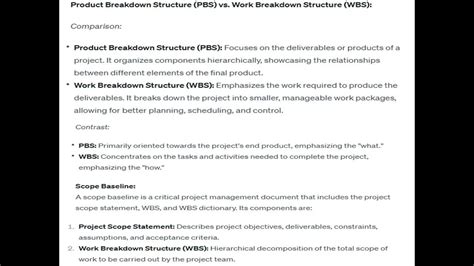 Compare And Contrast A Product Breakdown Structure Pbs And A Work