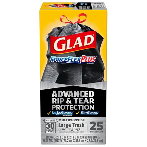 Glad Forceflex Plus Drawstring 30 Gallon Trash Bags Shop Trash Bags