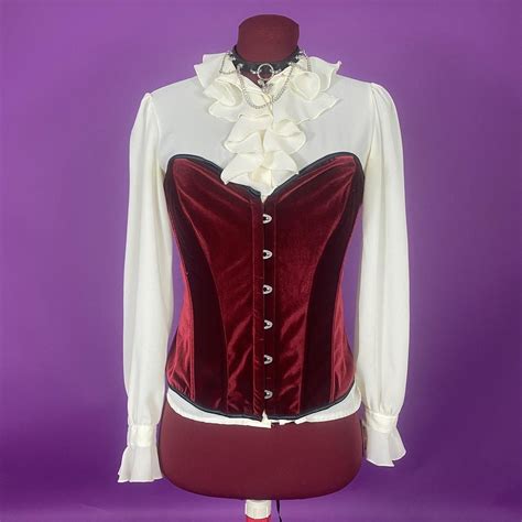 Red Velvet Whimsigoth Corset Dark Burgundy Velour Depop