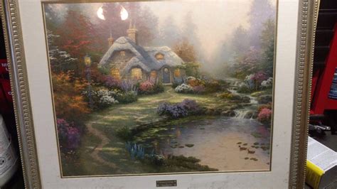 Everett S Cottage Thomas Kinkade Lithograph 30x24 1890682352